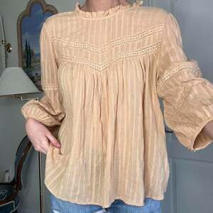 Universal Thread Orange Babydoll Blouse, Lace Detail Ruffle Neck Cottagecore - X